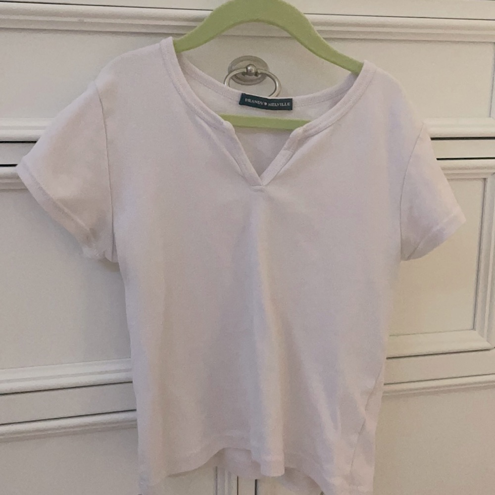 Very light pink top with a super cute v neck (popular brand  brandy melville)